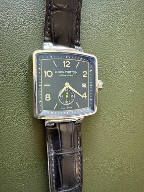 Louis Vuitton speedy small Black Dial Square Automatic Watch with Silver Case